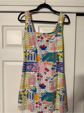 Japna Multicolor Floral & Plaid Mini Dress - White, Blue, Yellow, Green, Pink